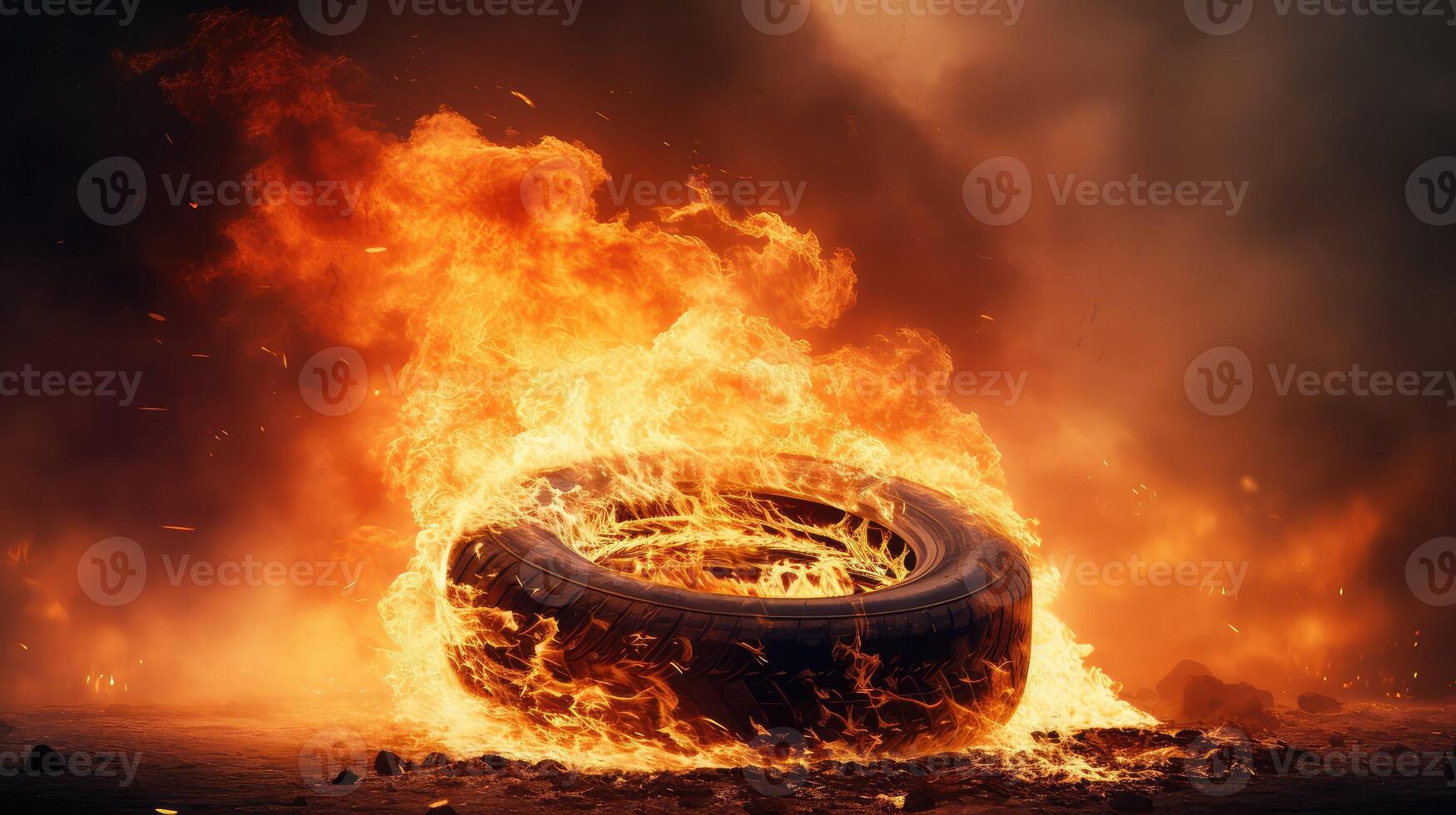 heat tire on fire photo