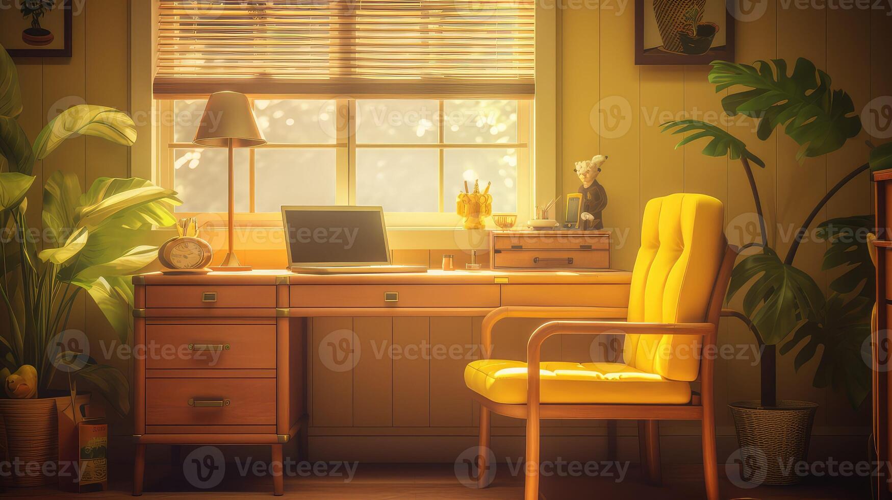 cozy yellow desk photo