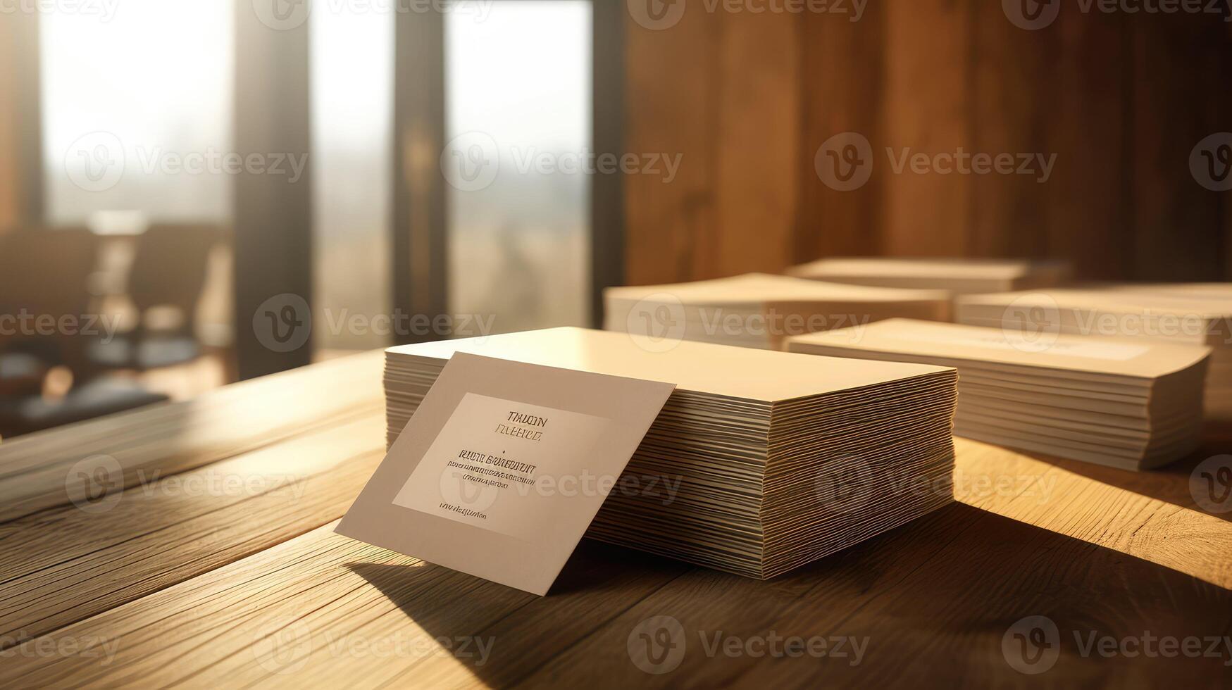 elegant business cards on wood photo