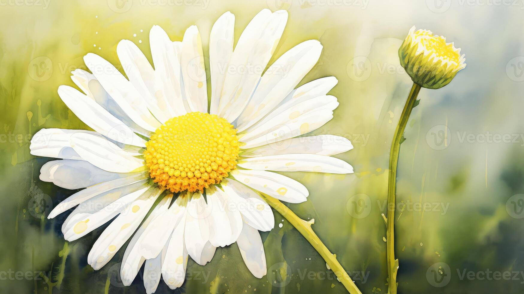 yellow water color daisy photo