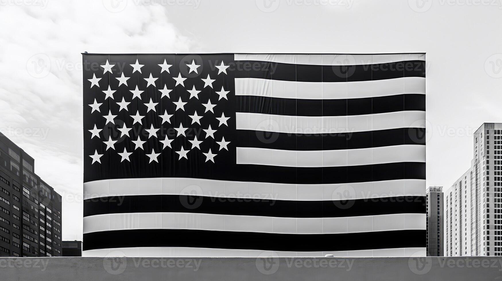 city black and white united states flag photo