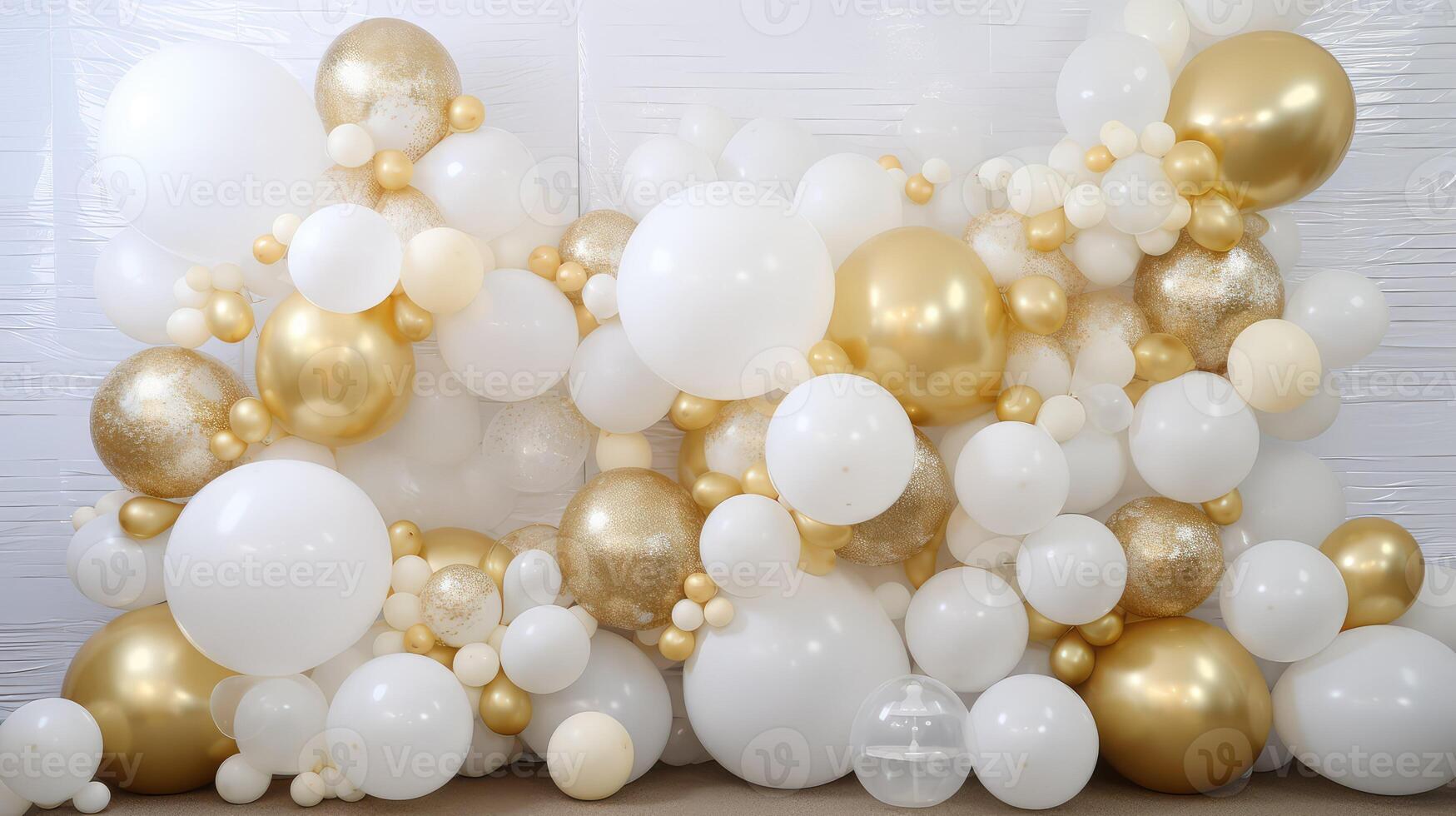wedding white and gold balloons photo