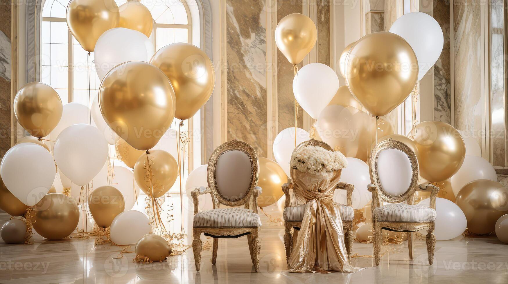 reception gold and silver balloons photo