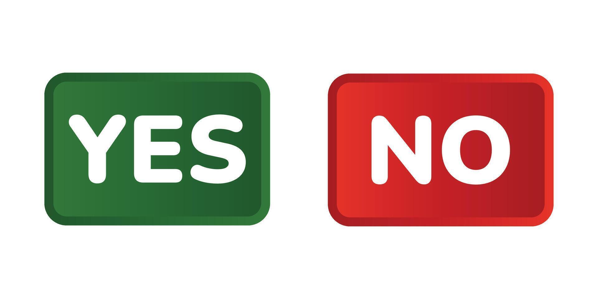 the yes button is green and the no button is red vector