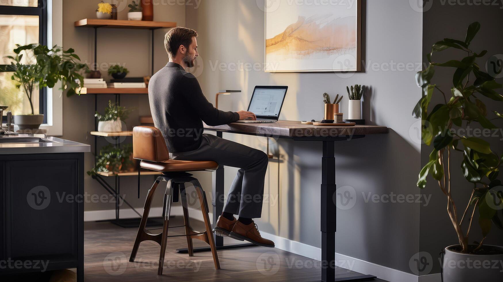 adjustable work home desk photo