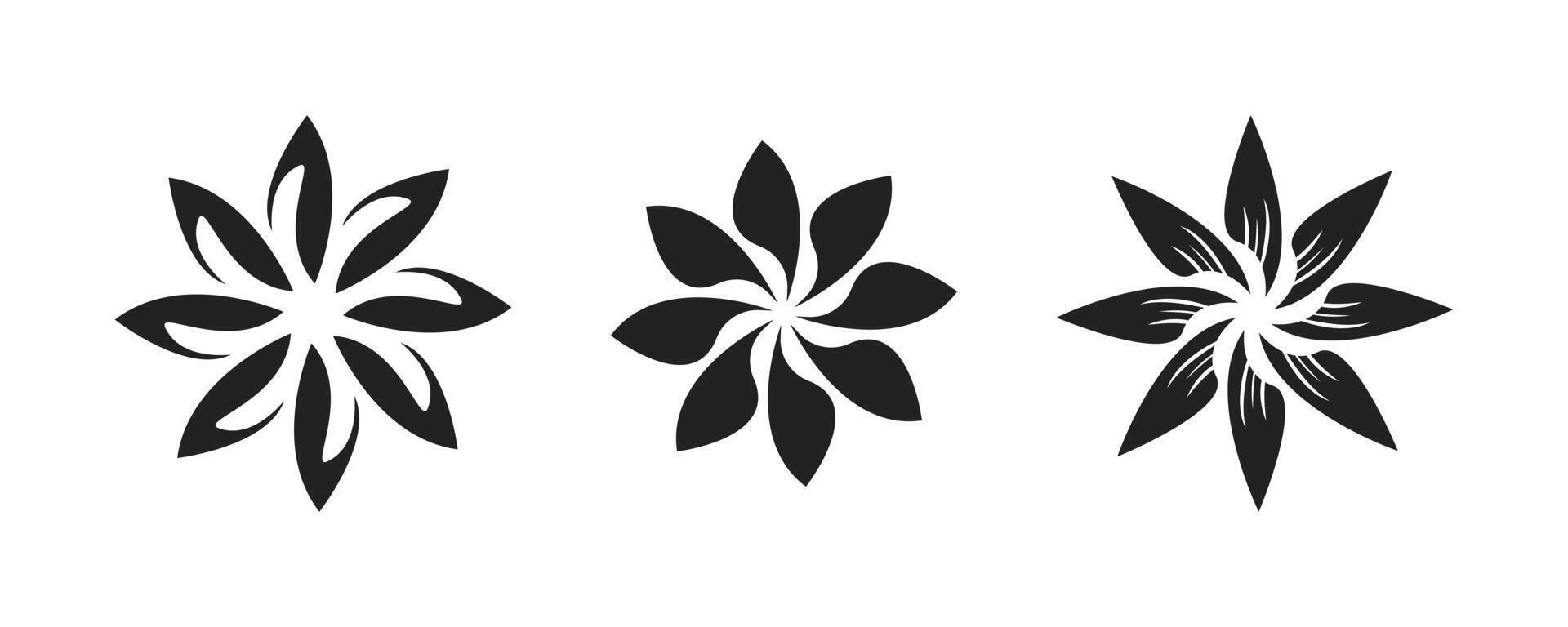 Flower symbol silhouette. Flower logo tattoo illustration vector