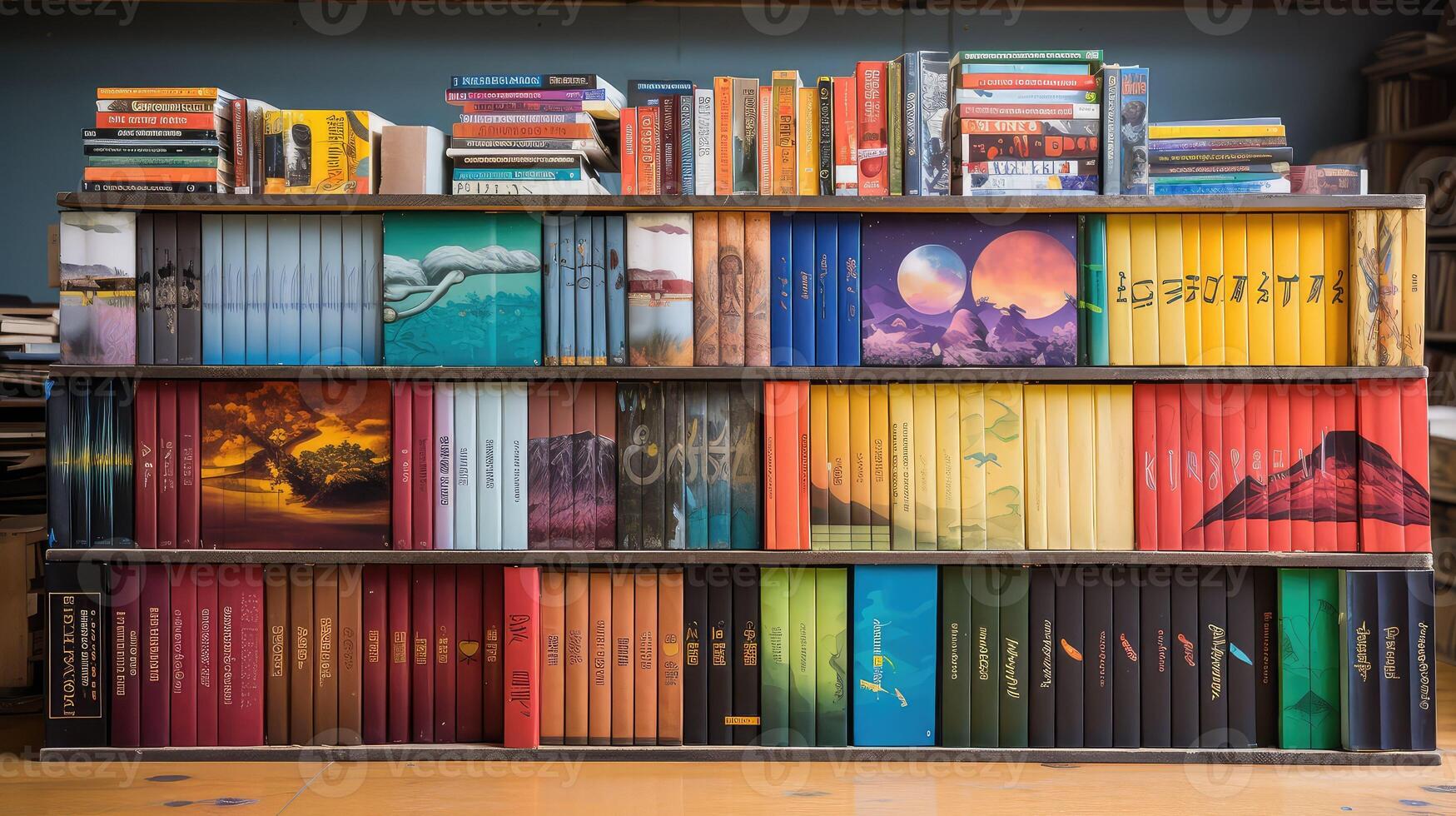 genres books in boxes photo