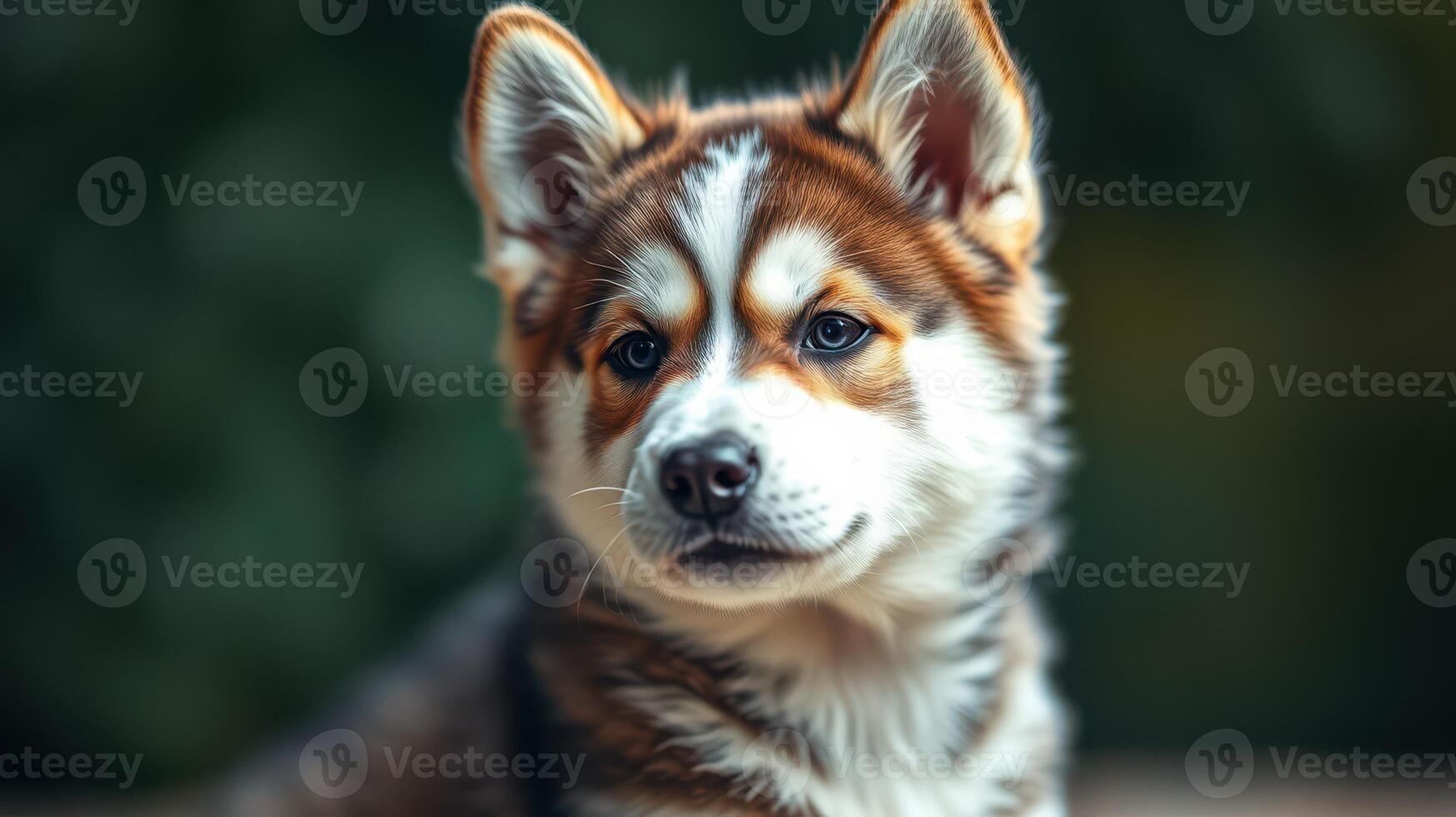 Cute puppy with striking coat posing in a natural setting during daylight hours photo