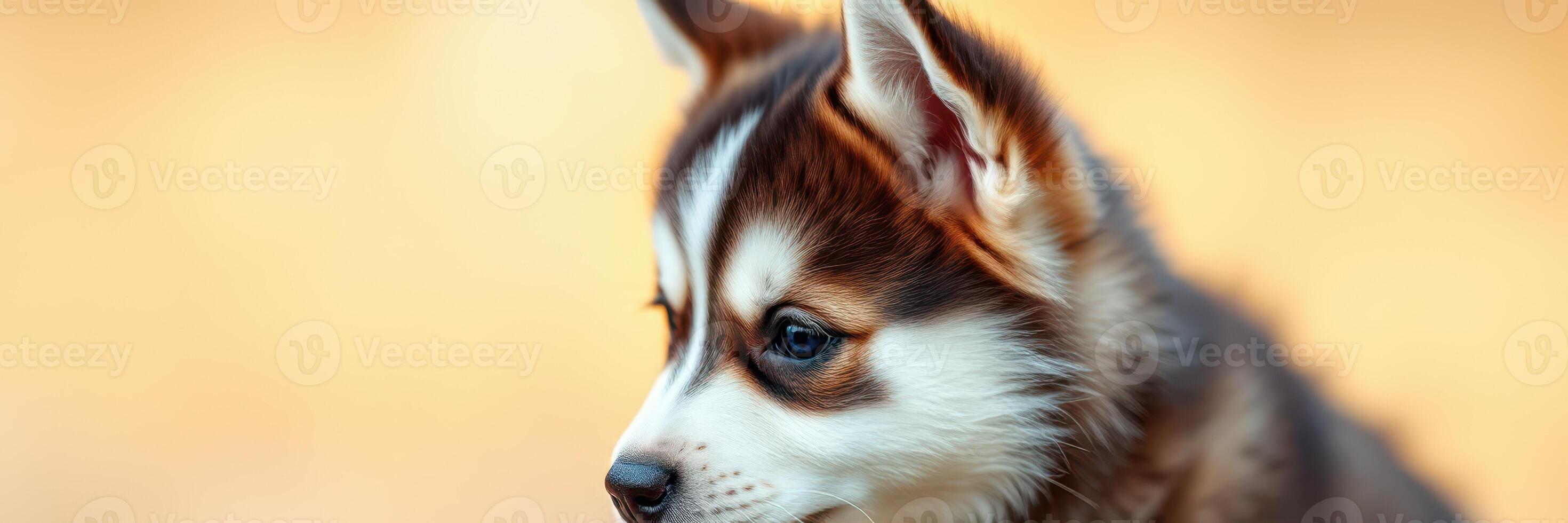 Puppy playing and exploring in a warm, soft environment during a sunny afternoon photo