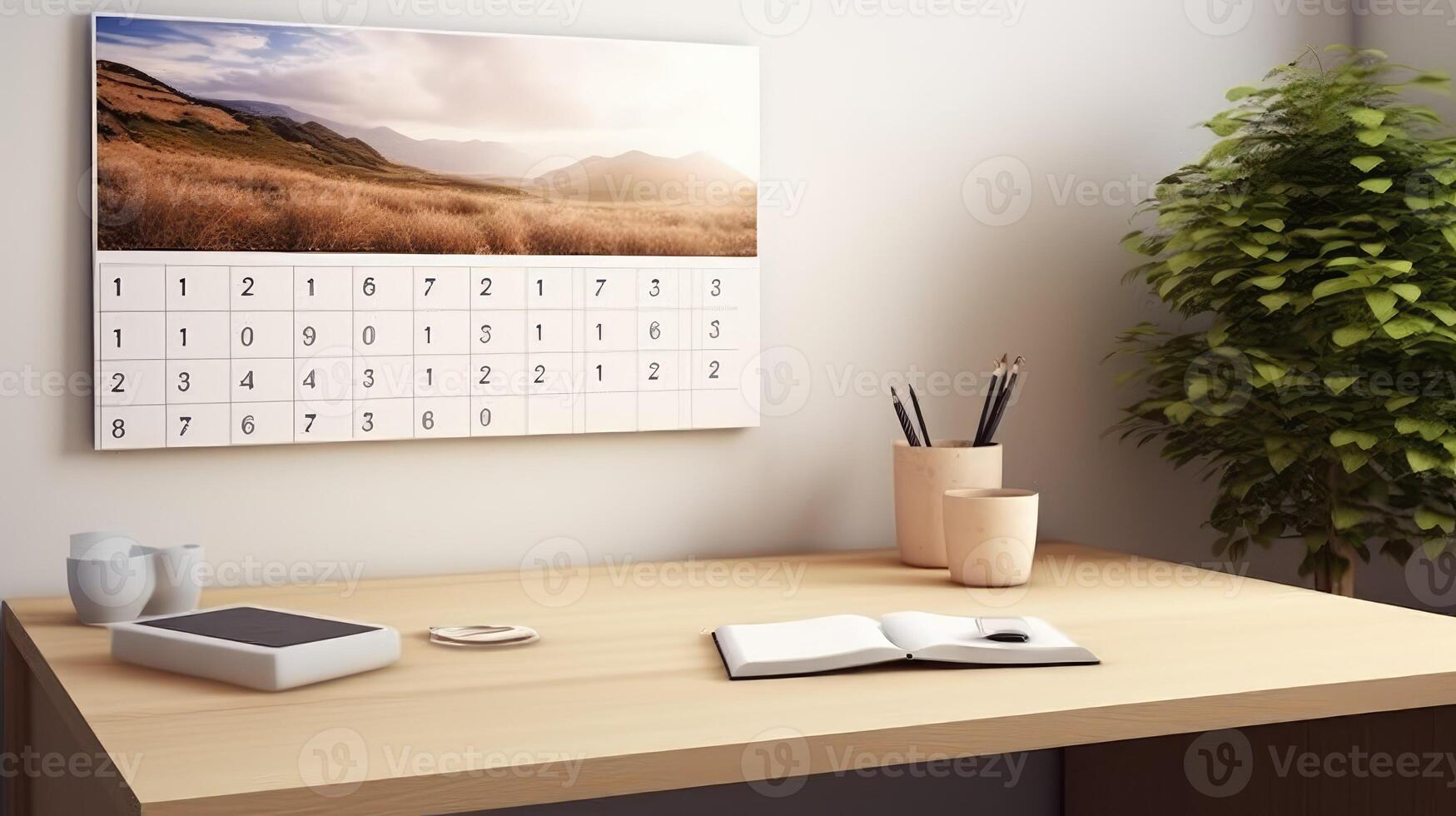 office calendar wood photo
