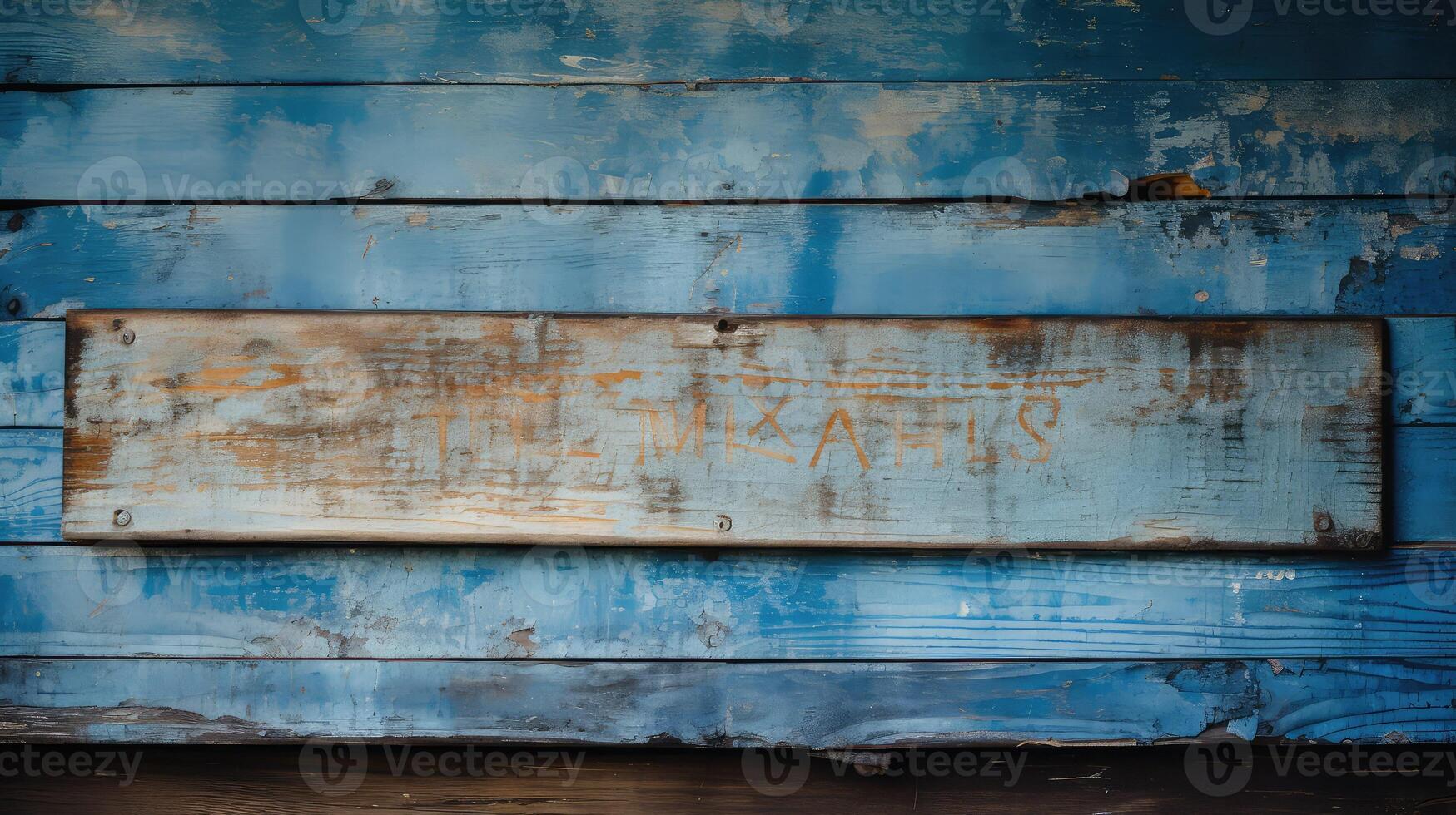 sign distressed blue wood photo