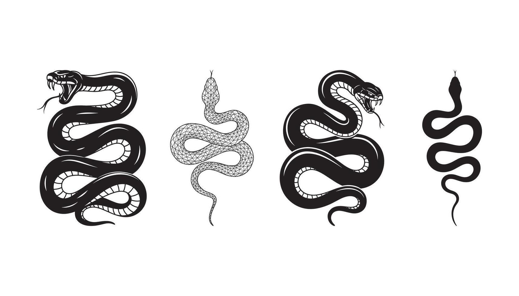 Tribal Snake Tattoo Design Set vector