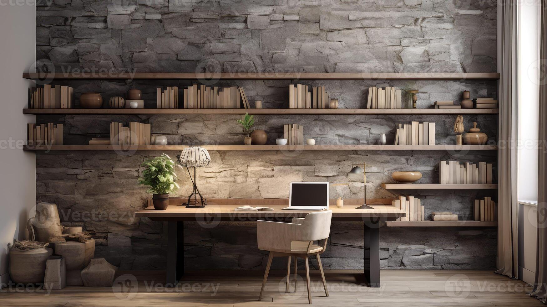 traditional stone office wall photo