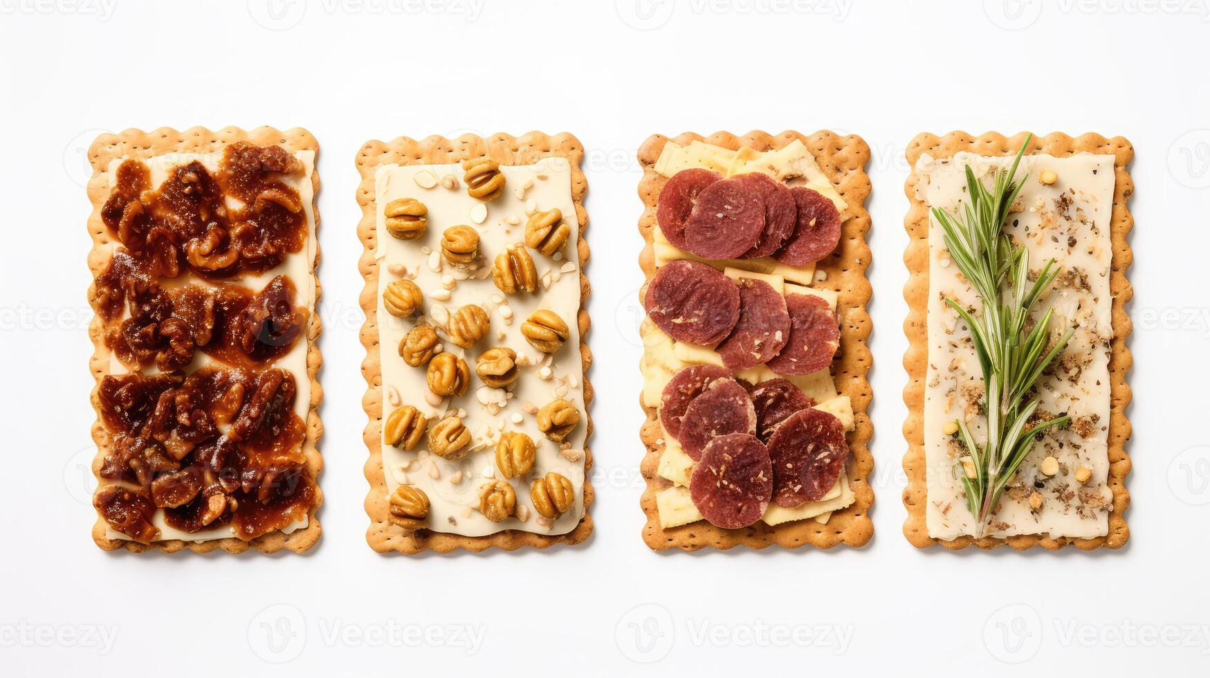 appetizer crackers white background photo