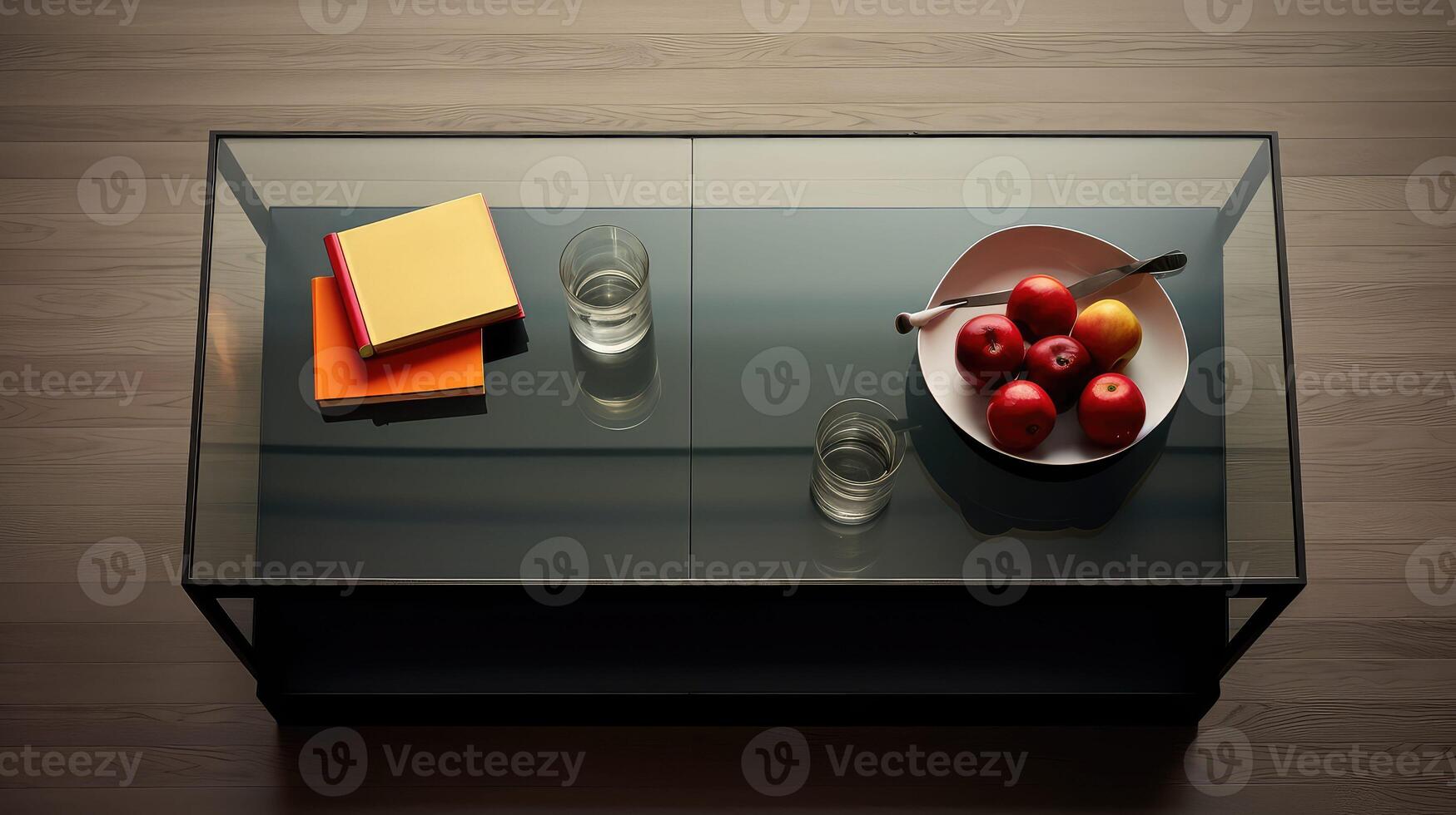 glass coffee table overhead photo