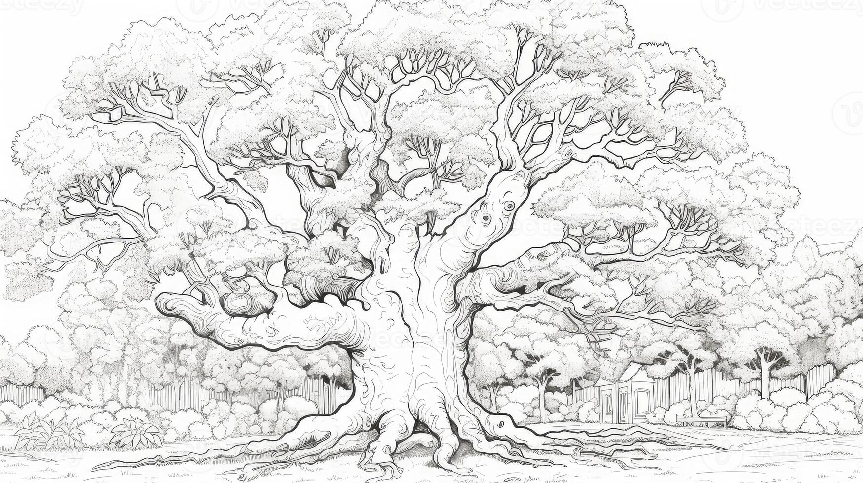 leaves coloring page trees photo