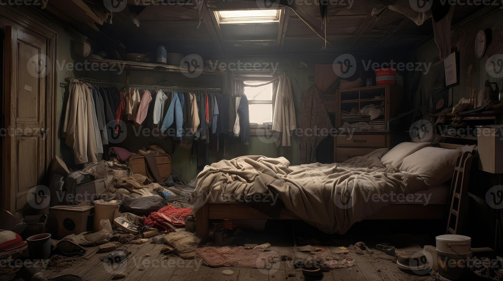 cluttered dirty house photo