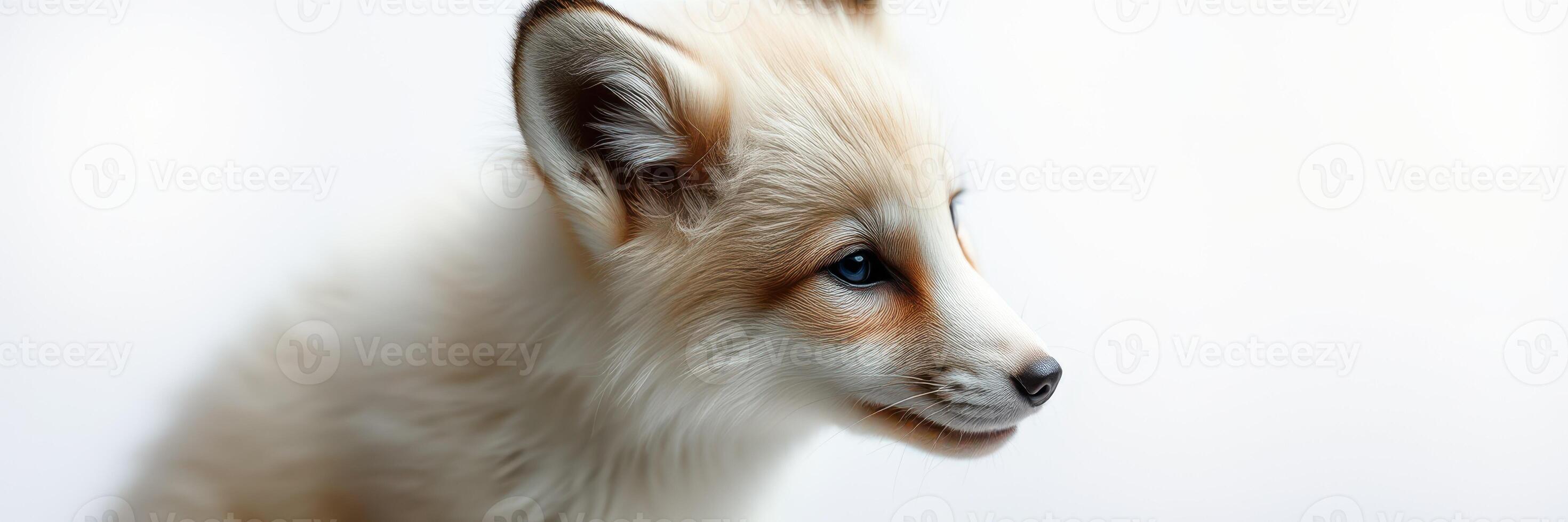 Curious young fox gazes softly with its head turned in a captivating and serene environment photo