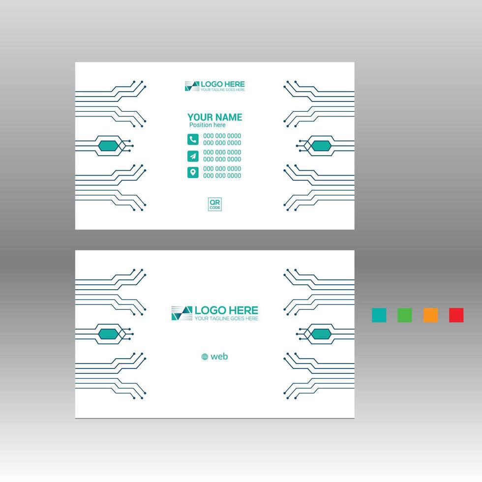 Business card template with a circuit board design vector