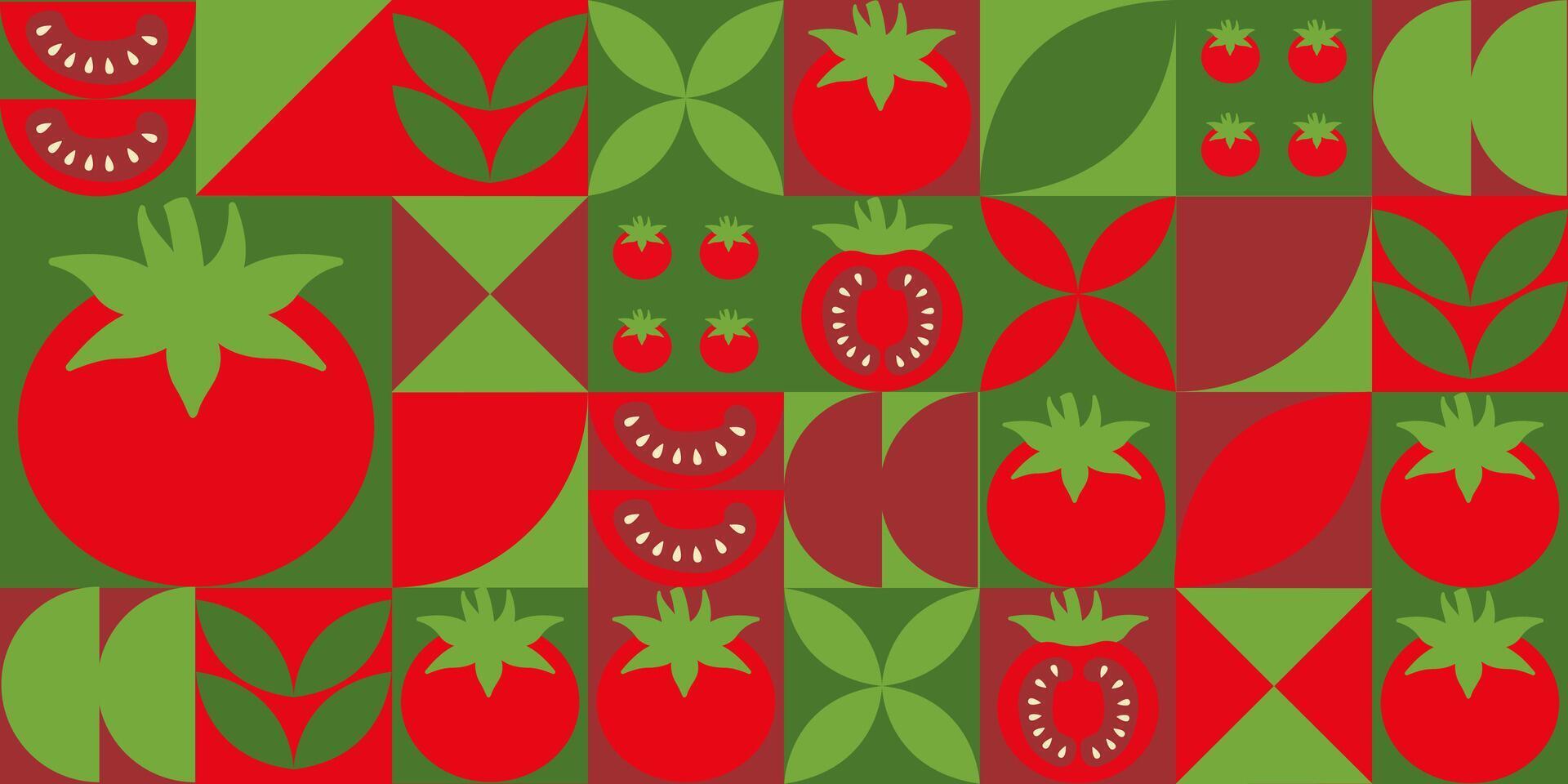 Tomato minimalist geometric design for banner and card vector