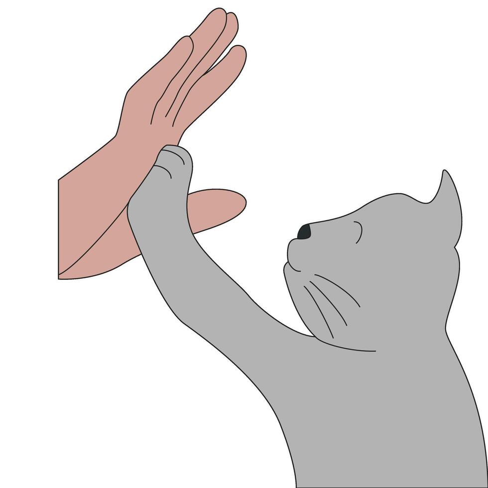 Hand tossing with cat paw Pet Illustration vector