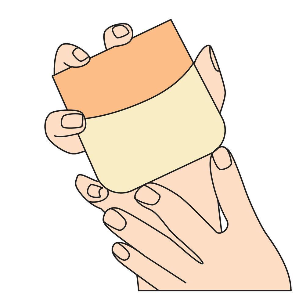 Hand holding unique square Perfume illustration vector