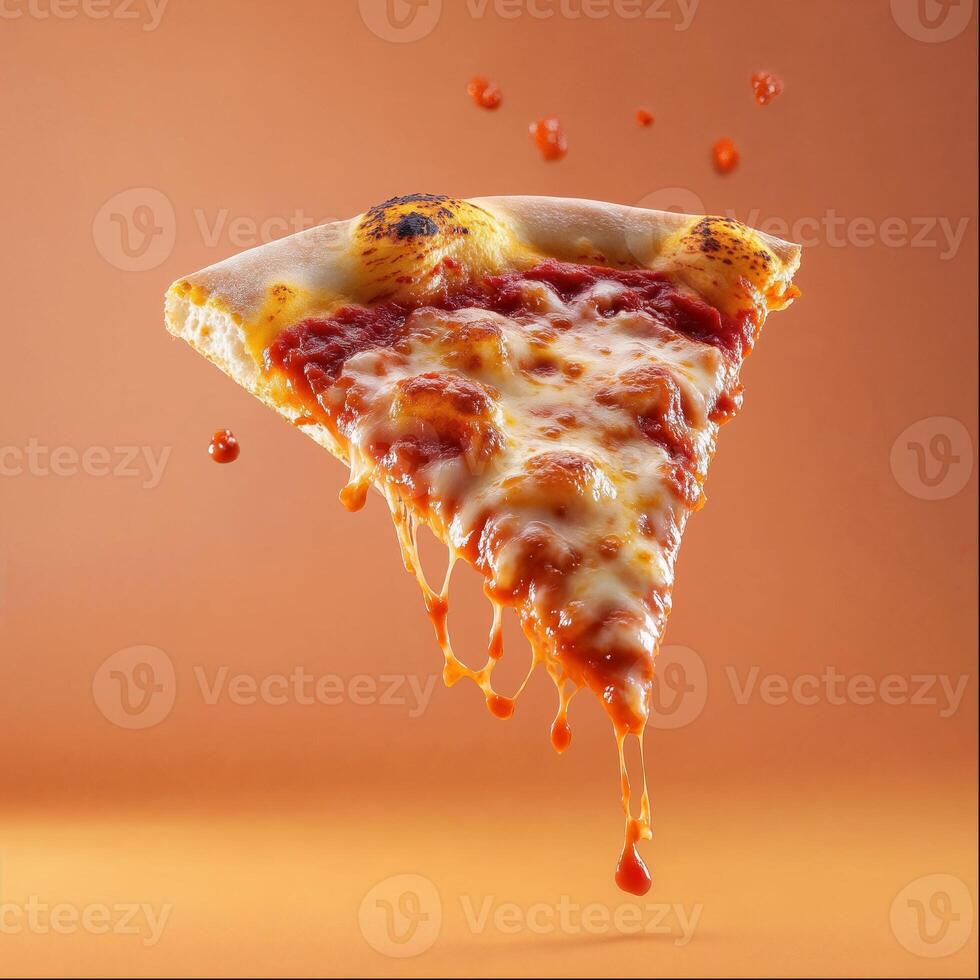 Cheesy Pizza Slice with Dripping Sauce photo