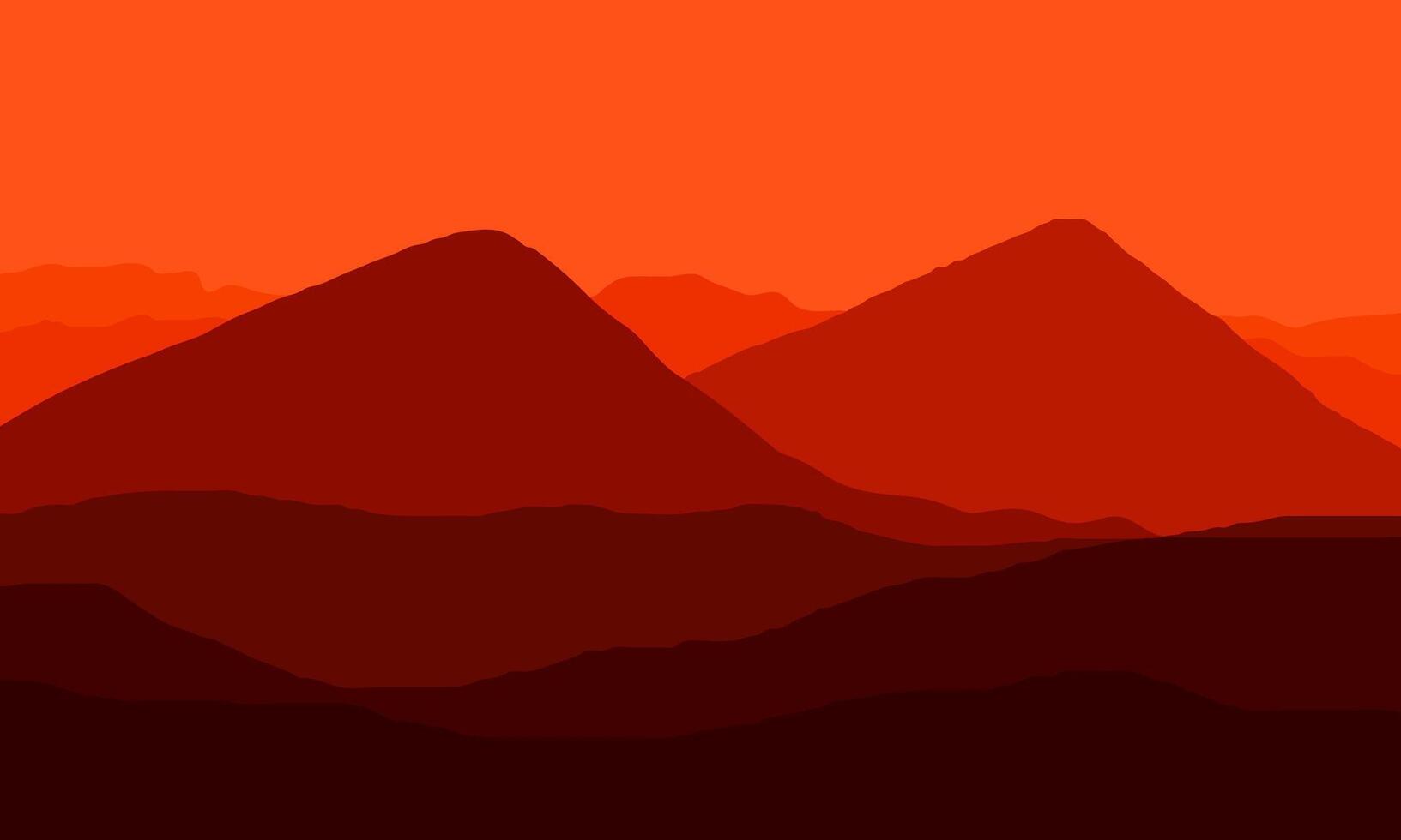 illustration design of dark mountain scenery at sunset vector