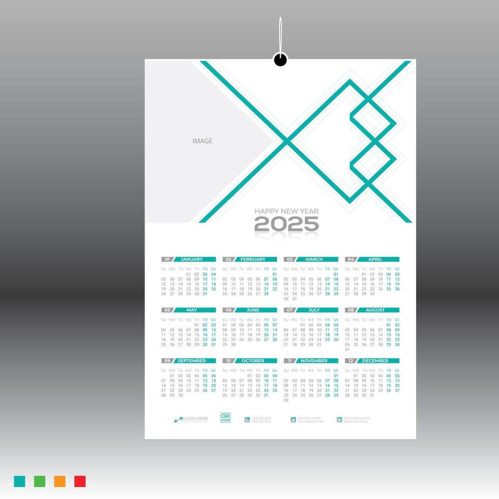 12 month 2025 wall calendar for print need vector
