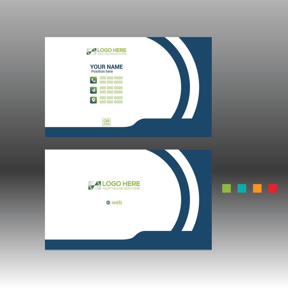 Business card template with blue and green colors vector