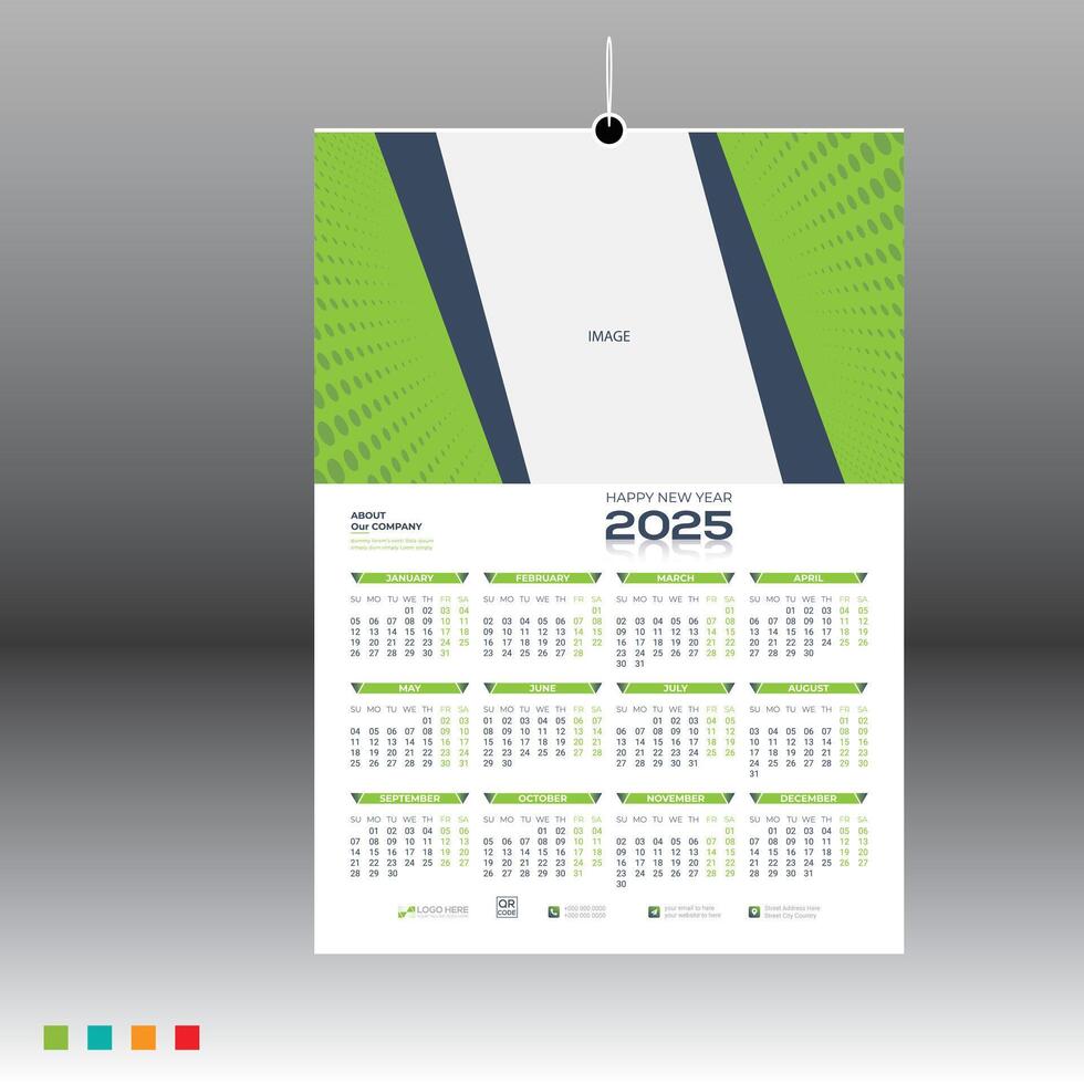 12 month 2025 wall calendar design for best use vector