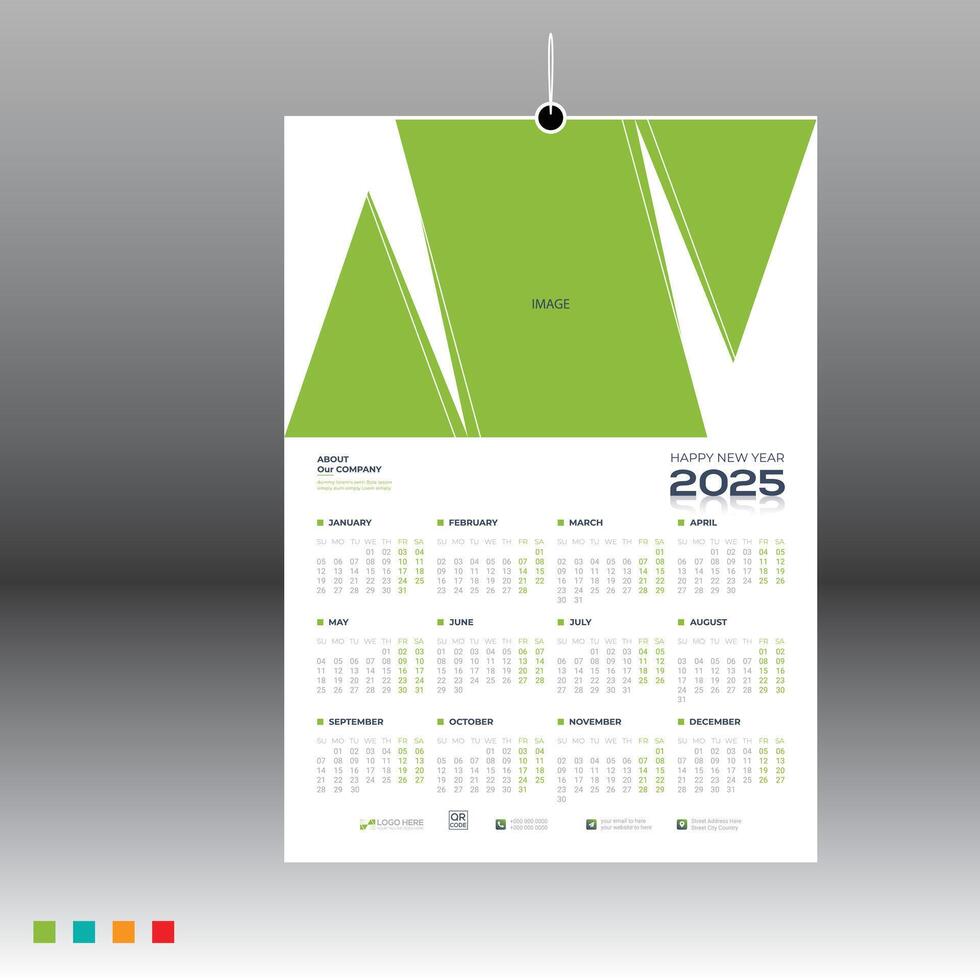 2025 wall calendar design for print vector