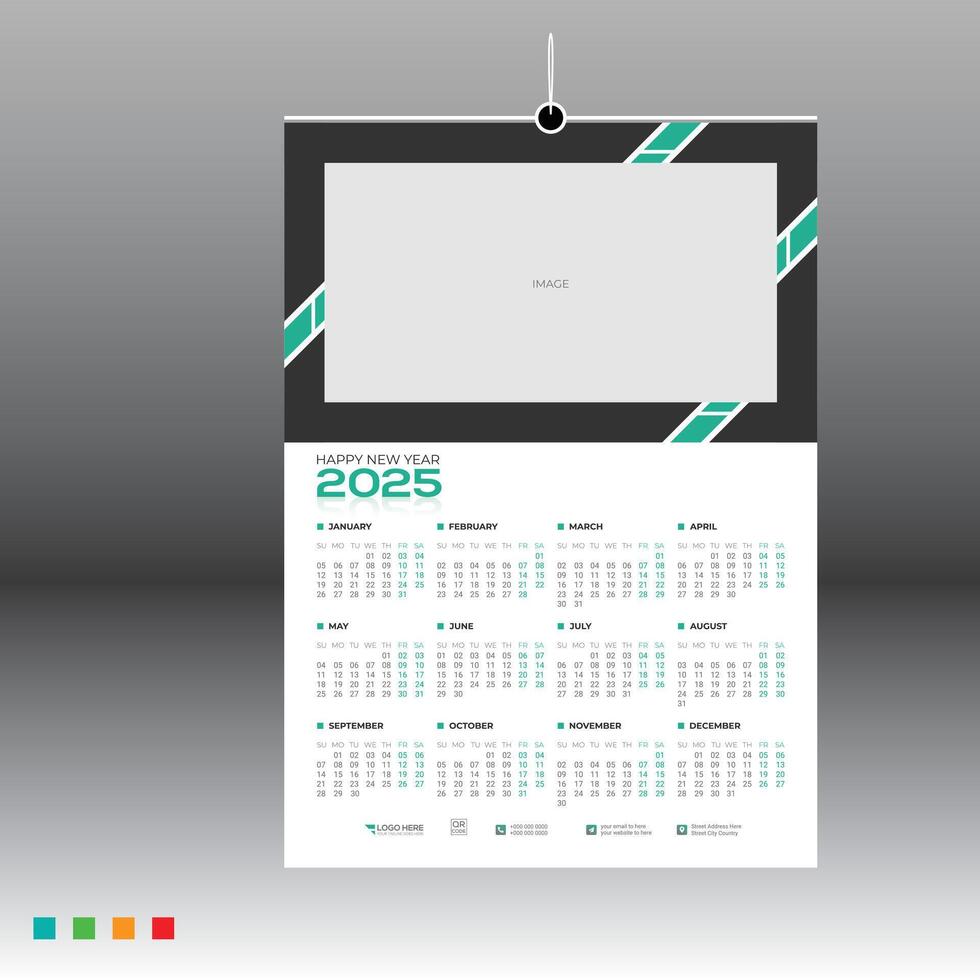 wall calendar design work vector