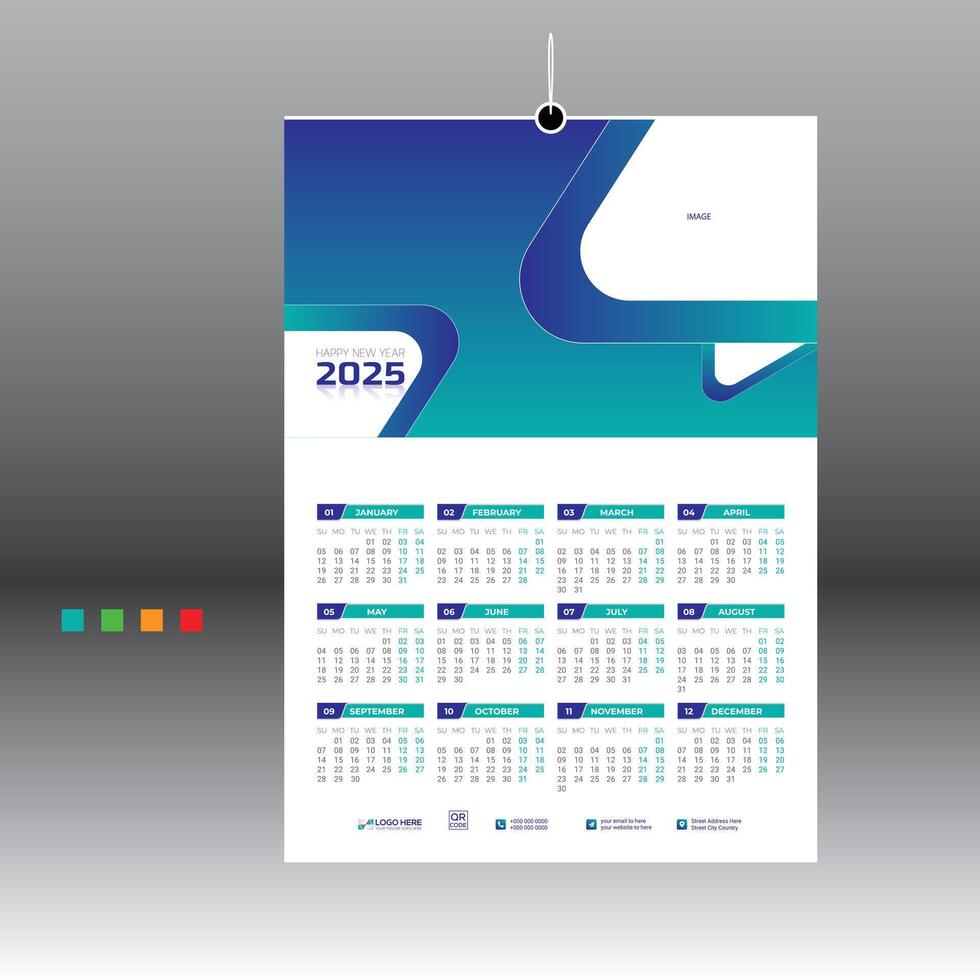 12 month 2025 wall calendar for best use vector