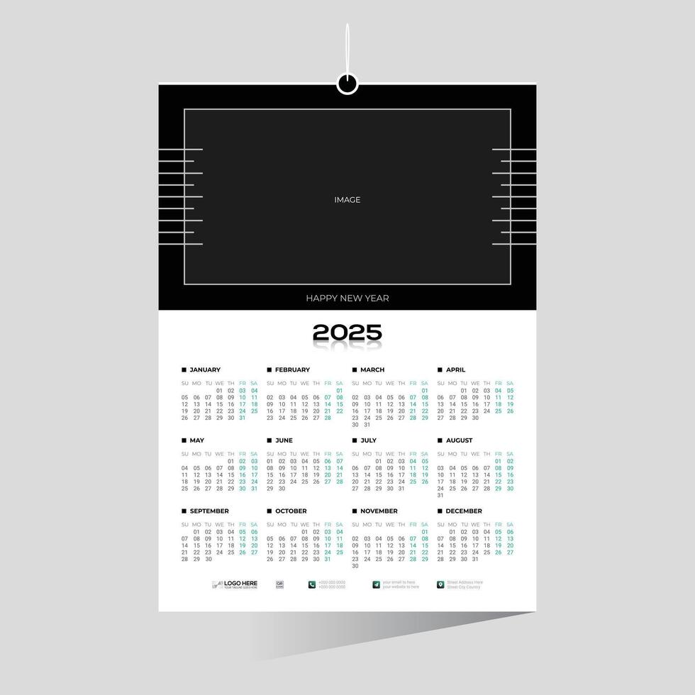2025 calendar design vector