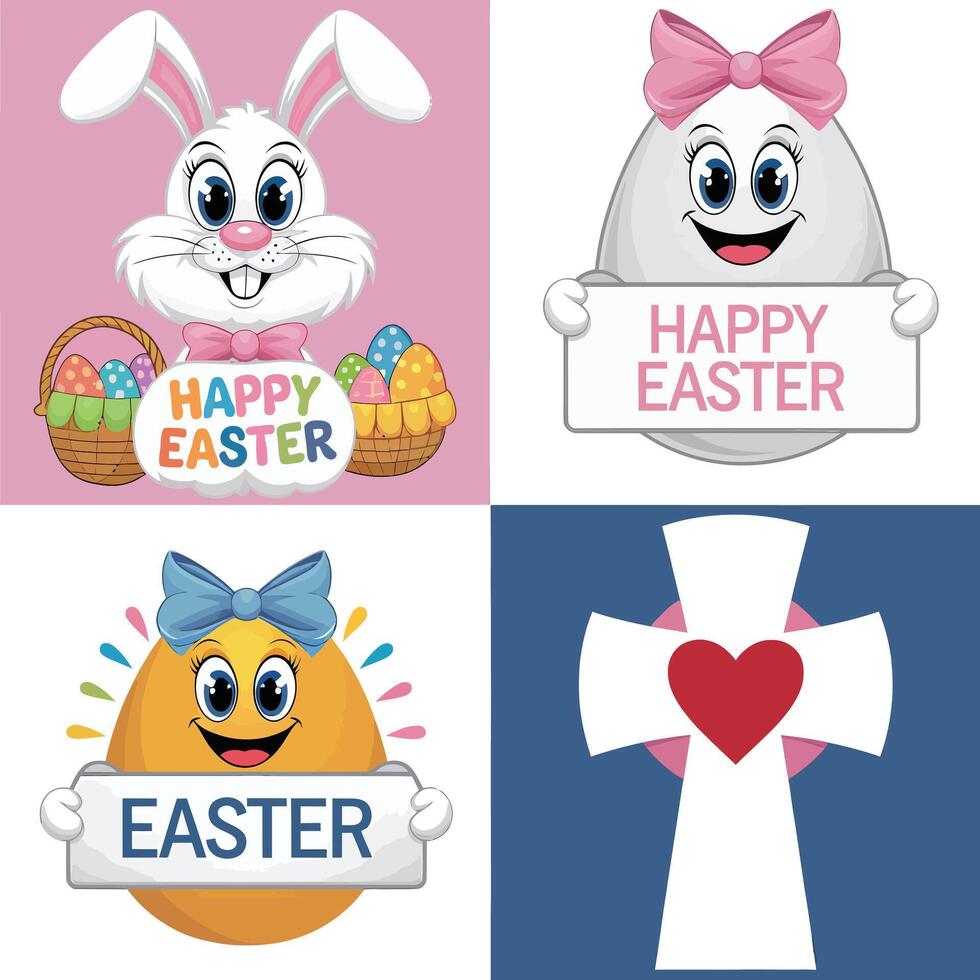 Adorable Easter Bunny Illustrations vector