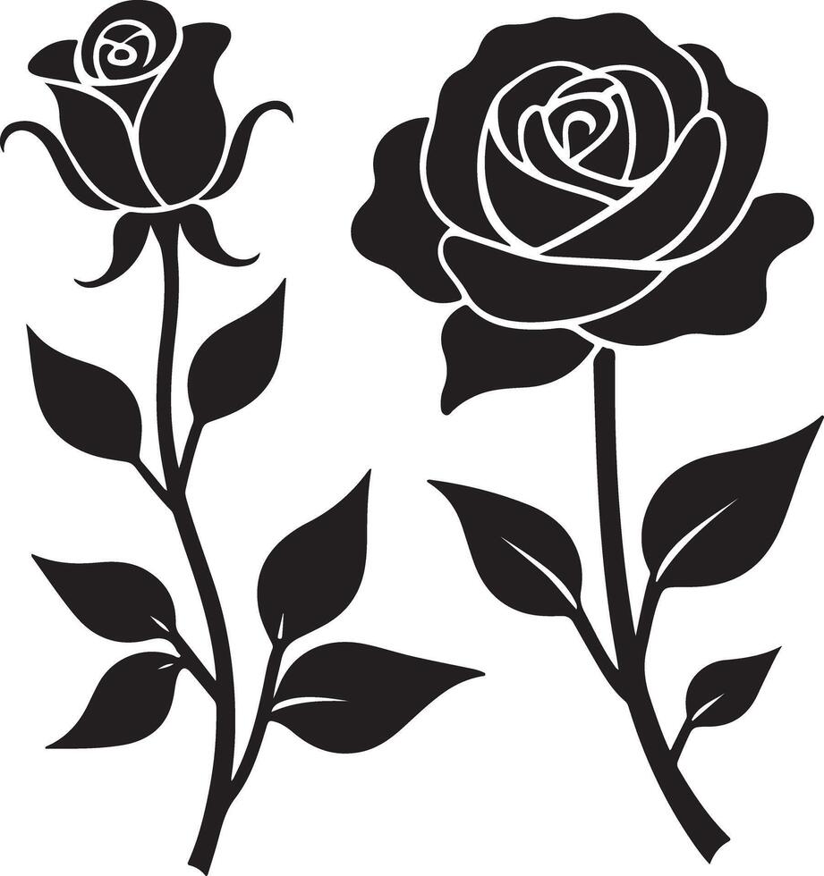 Intricate Rose Silhouettes Design vector