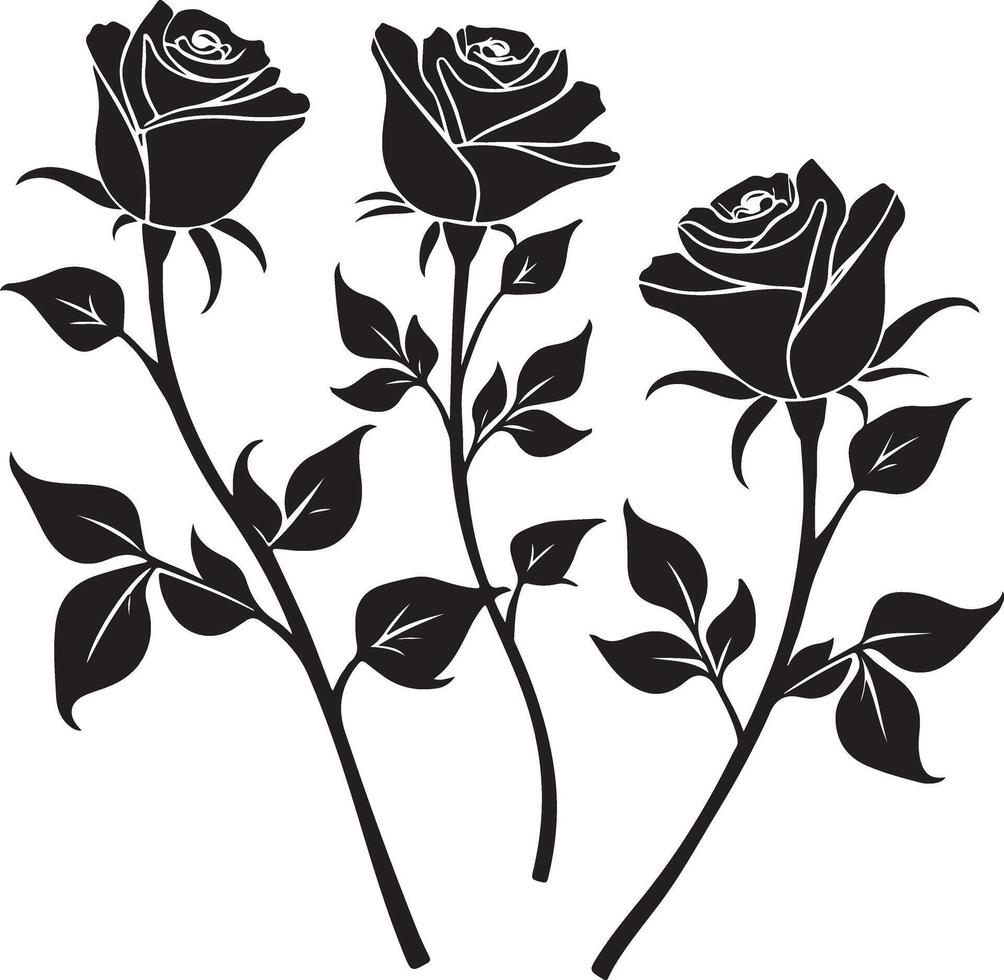 Minimalist Rose Silhouettes Art vector