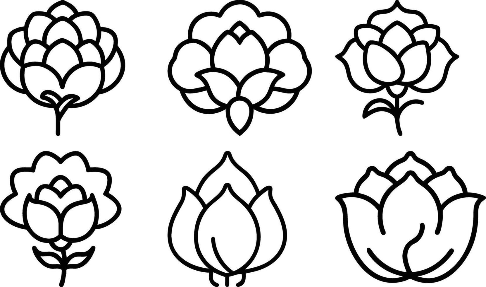 Lush Floral Silhouette Set vector
