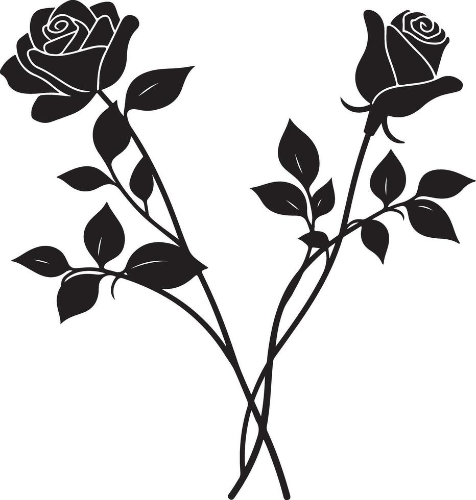Black Rose Silhouettes Graphics Set vector