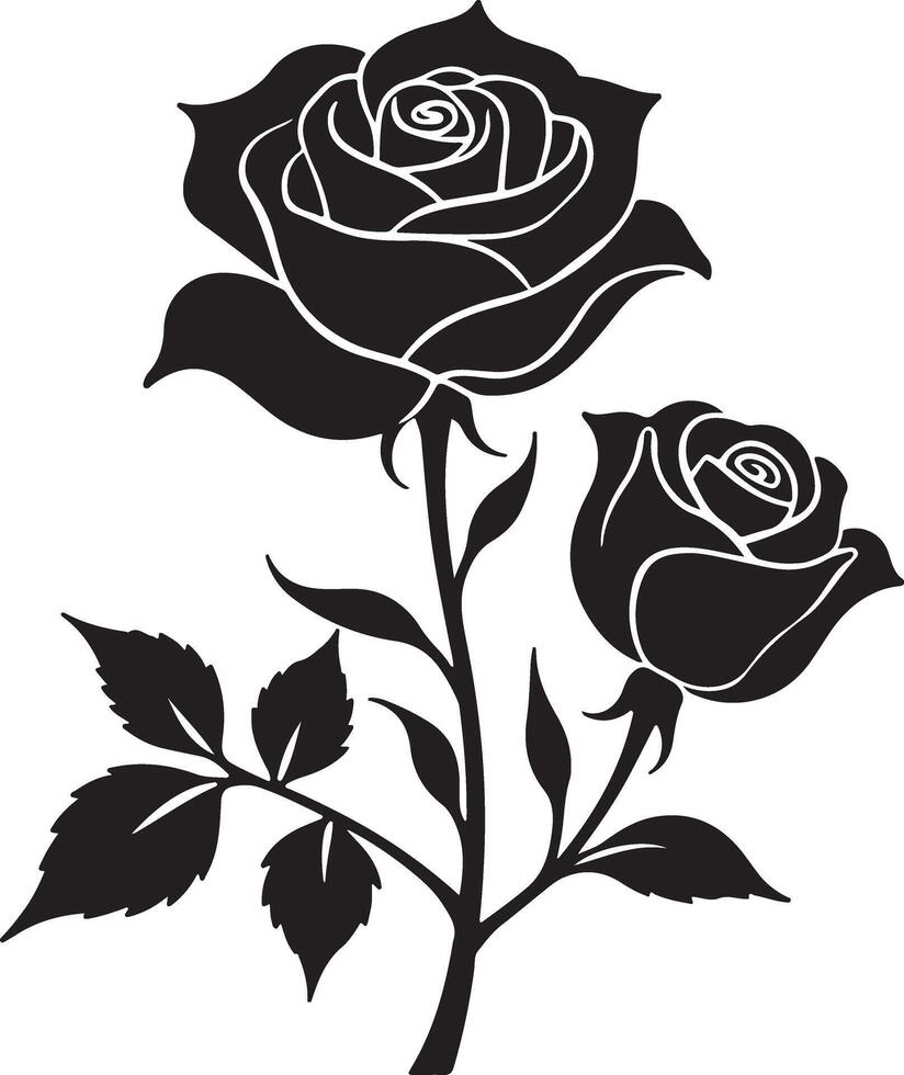 Timeless Rose Silhouettes Black Design vector