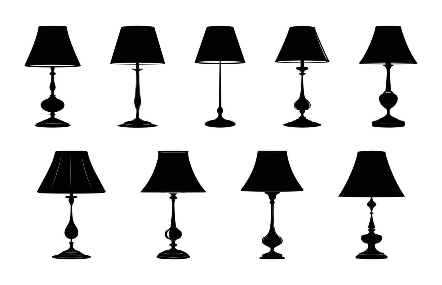 Table Lamp Silhouette Clipart Set vector