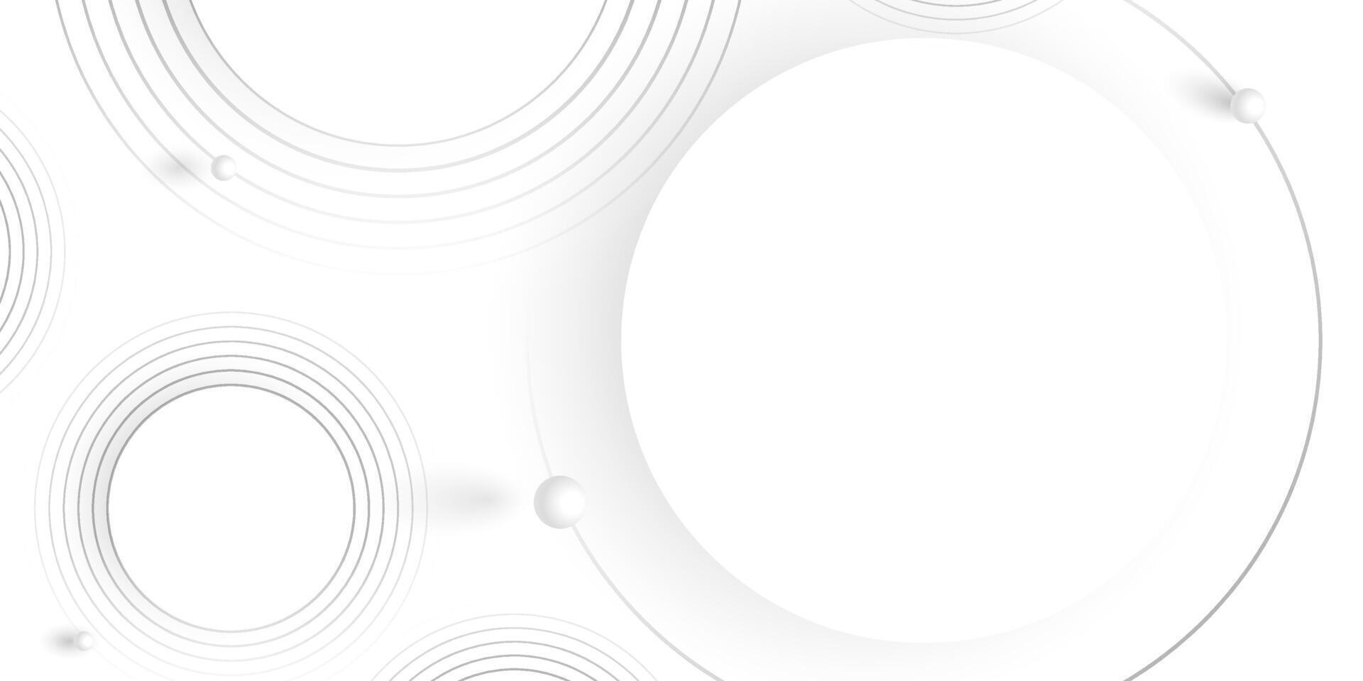 white and grey product presentation minimal background with geometric circle lines and 3d ball with shadow vector