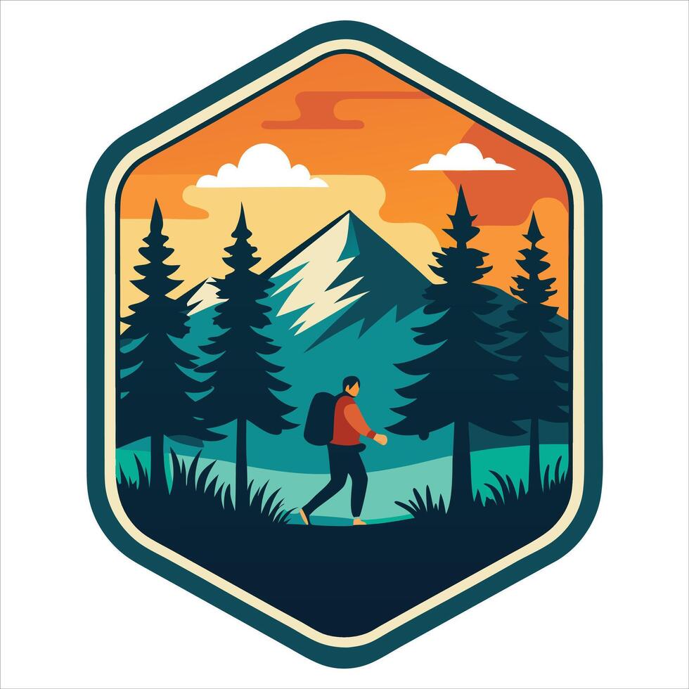 Fun Summer Camp Patch Badge Design Featuring Wild Nature and Adventure vector