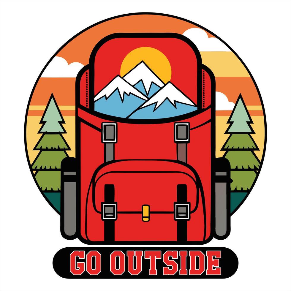 Summer Camp Patch Badge Design Featuring Forest and Camping Elements vector