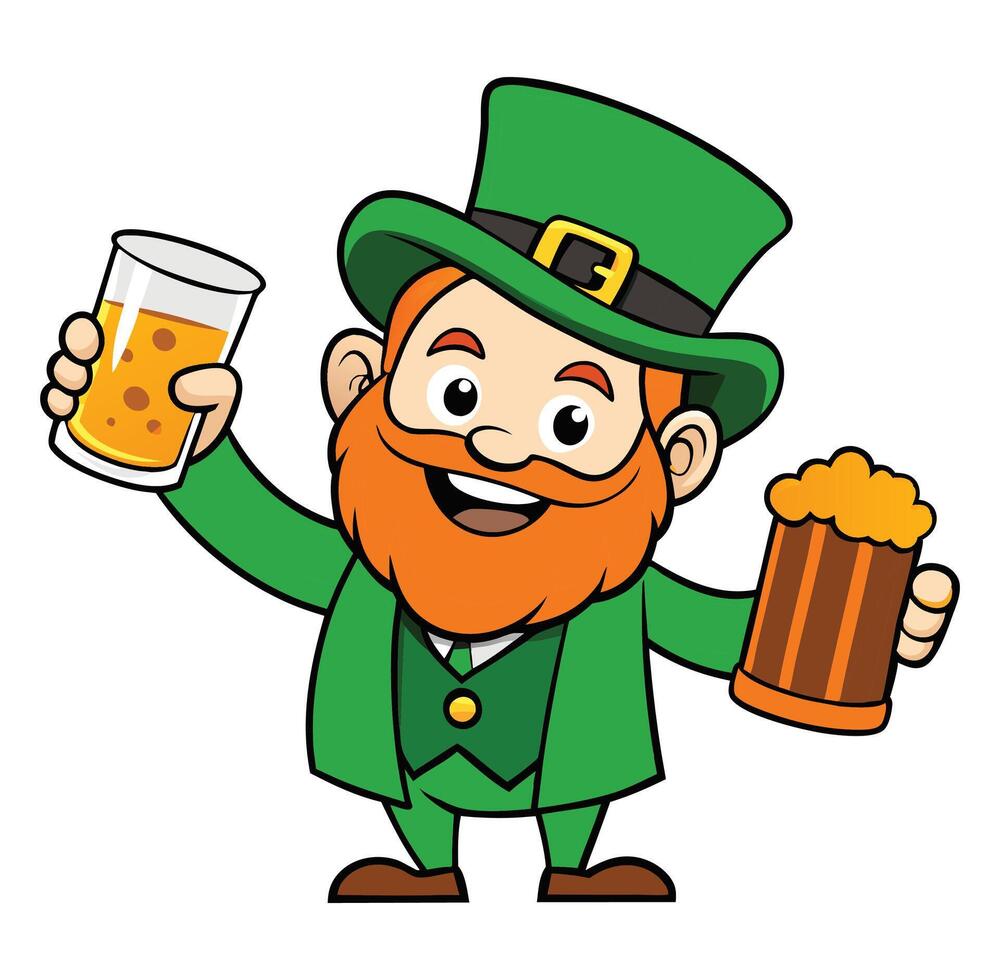 St. Patricks Day Clip Art with Green Hat and Shamrocks vector