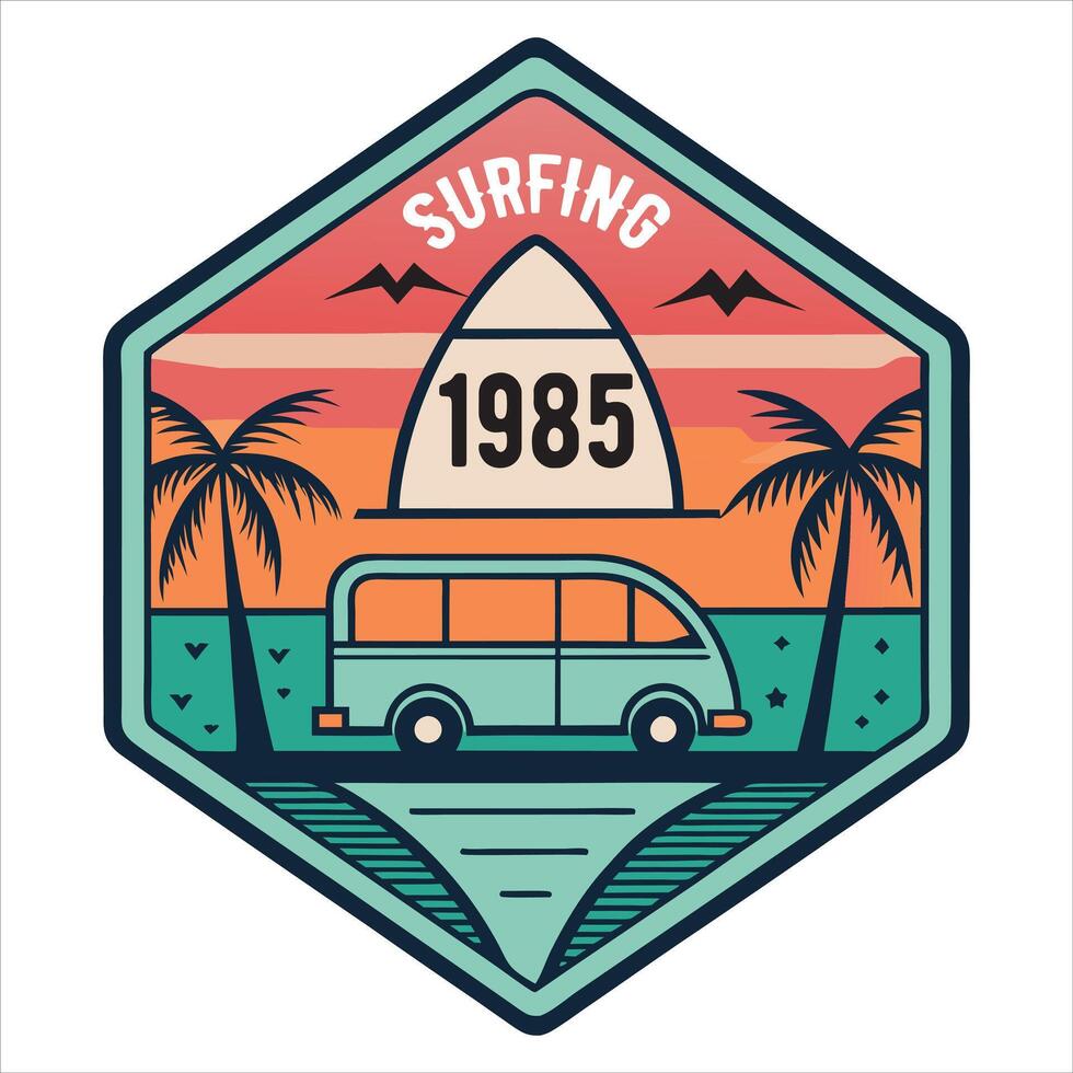 Nature-Inspired Summer Camp Patch Badge Illustration with Mountain Design vector