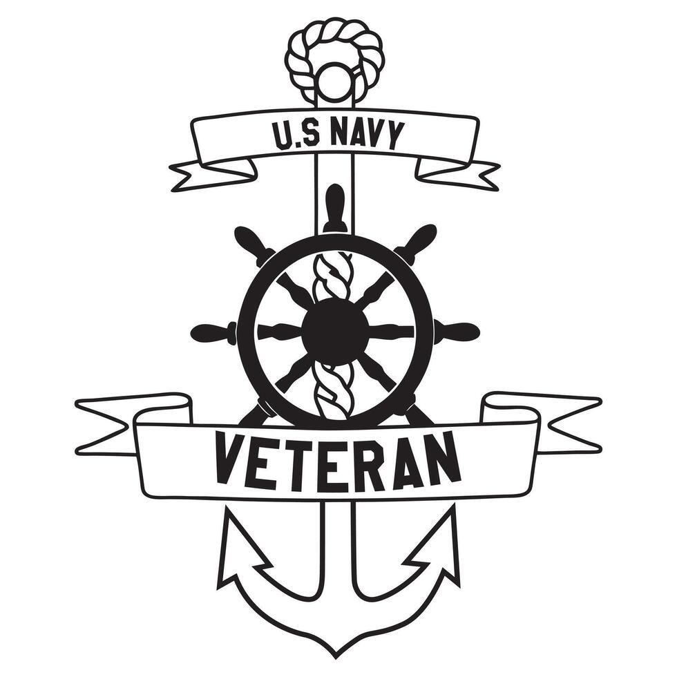 Bold US Navy T-shirt Design with Naval Clipart Illustration vector