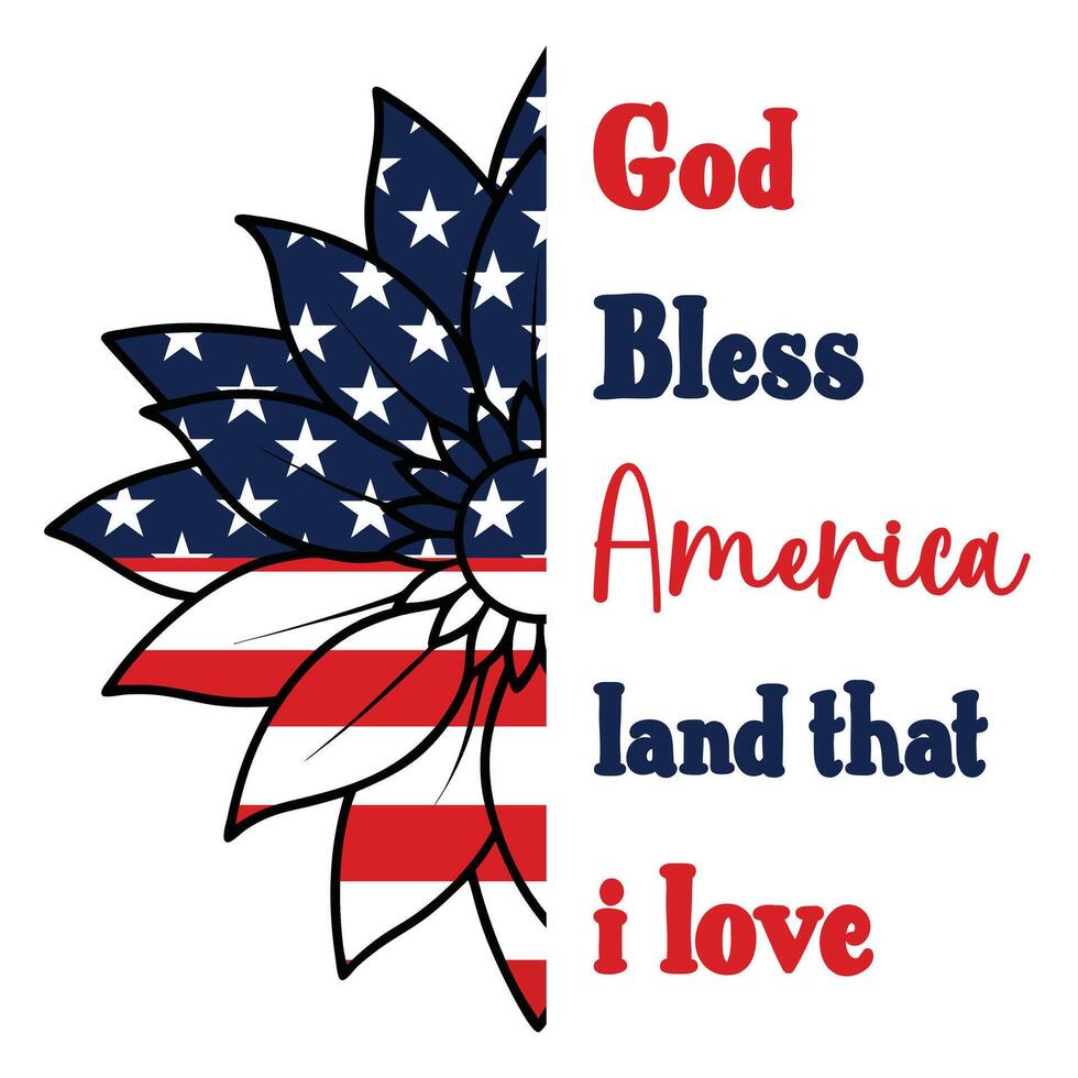 All American 4th of July Typography Design Featuring US Flag vector