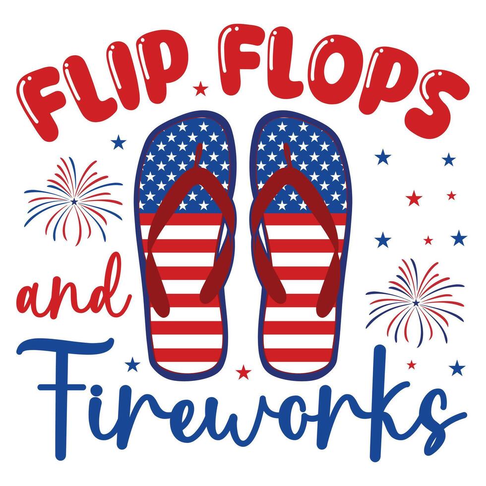 All American 4th of July Typography T-shirt Design with a Patriotic US Flag vector
